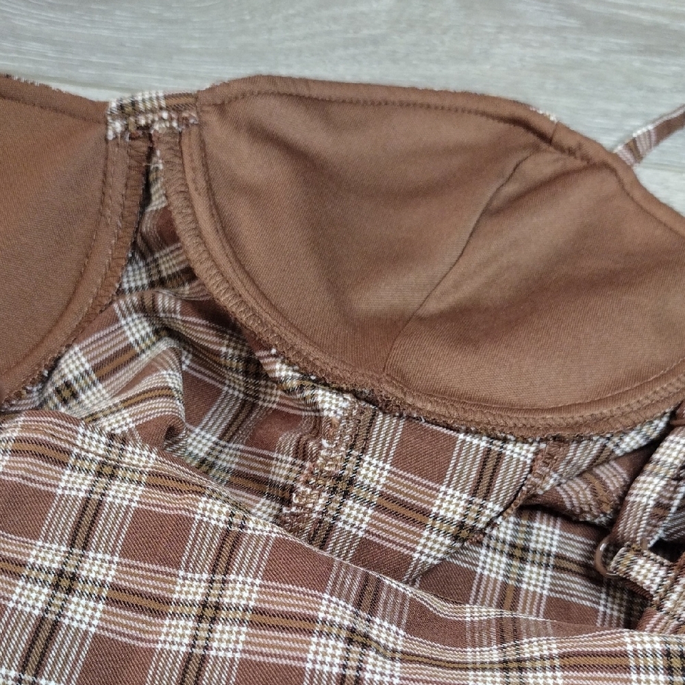 H&M Brown Plaid Camisole Top - Picture 9 of 16